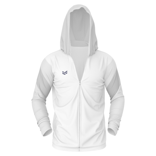 Customisable sports hooded top with lightweight fabric, fitted hood and full zip front.